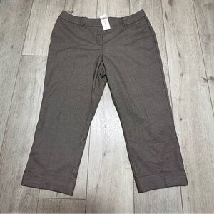 CHICOS BIRDSEYE CUFFED CROPPED BROWN CASUAL WIDE LEG PANTS HOLIDAY SIZE 16